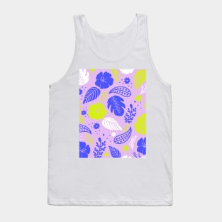 Foliage & Hibiscus Pattern - Lavender Tank Top